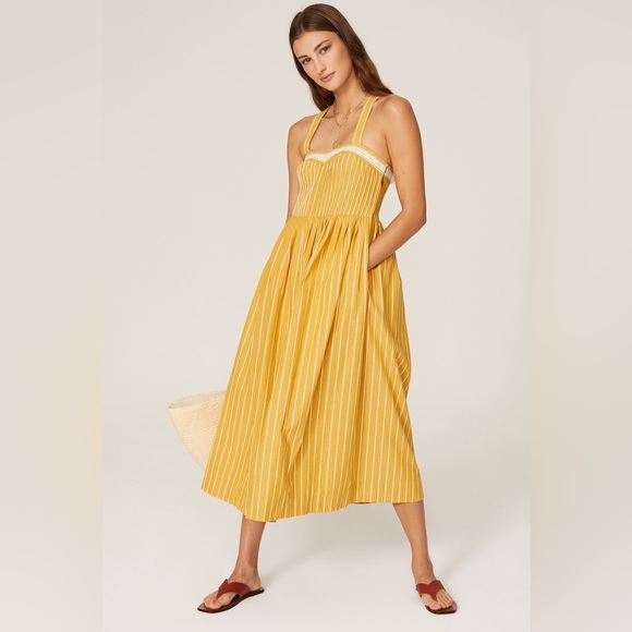 The Great Laurel Midi Dress Yellow Women’s Size 1